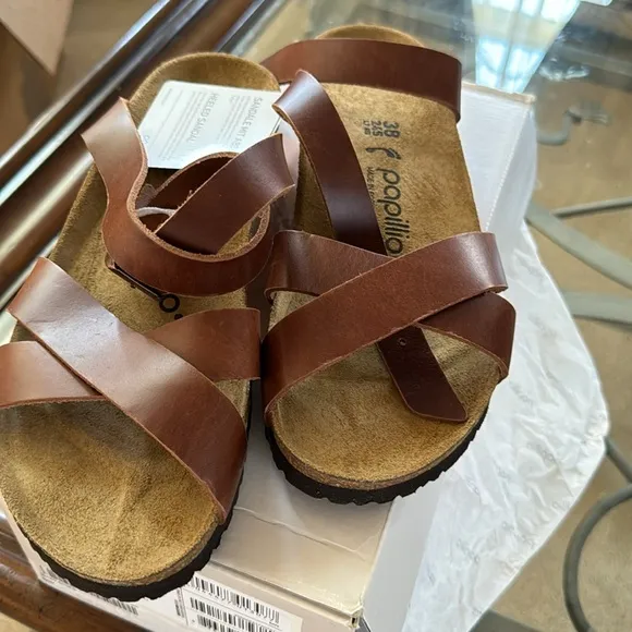 Papillio Womens Lola Leather Cognac Sandals 7 US
