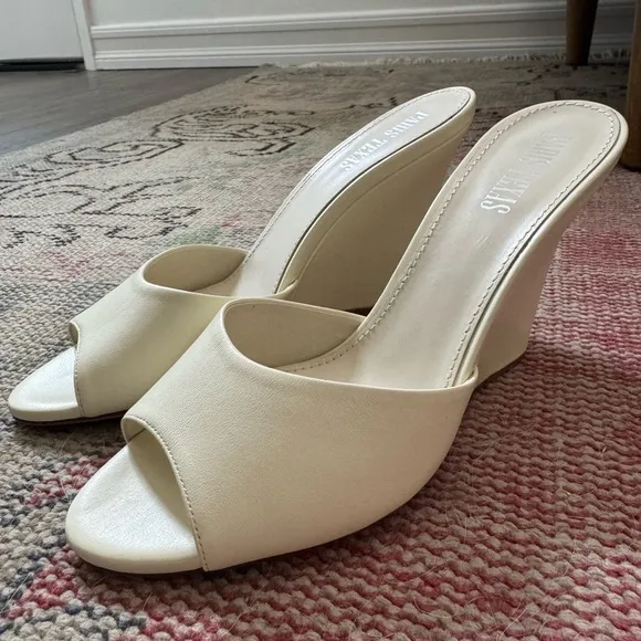Paris Texas Women's Cream Wedge Sandals