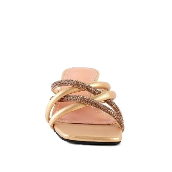 PARISIAN CUT OUT HEEL DIAMANTE SANDALS -black