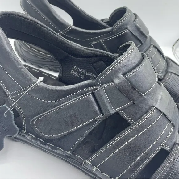PARRAZO leather fisherman comfortable black sandals Size 10.5