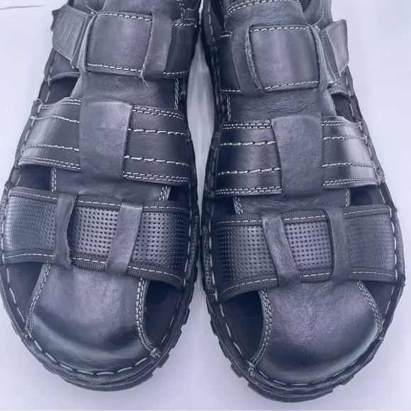 PARRAZO leather fisherman comfortable black sandals Size 10.5