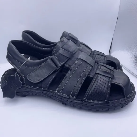 Parrazo leather fisherman comfortable black sandals Size 9.5