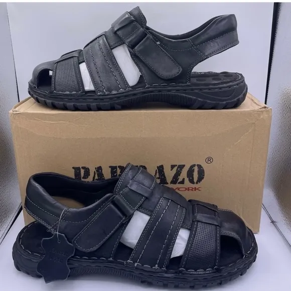 Parrazo leather fisherman comfortable black sandals Size 9.5