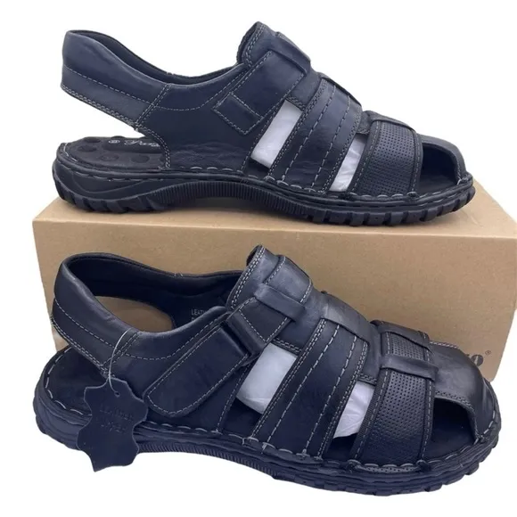 Parrazo leather fisherman comfortable black sandals Size 9.5