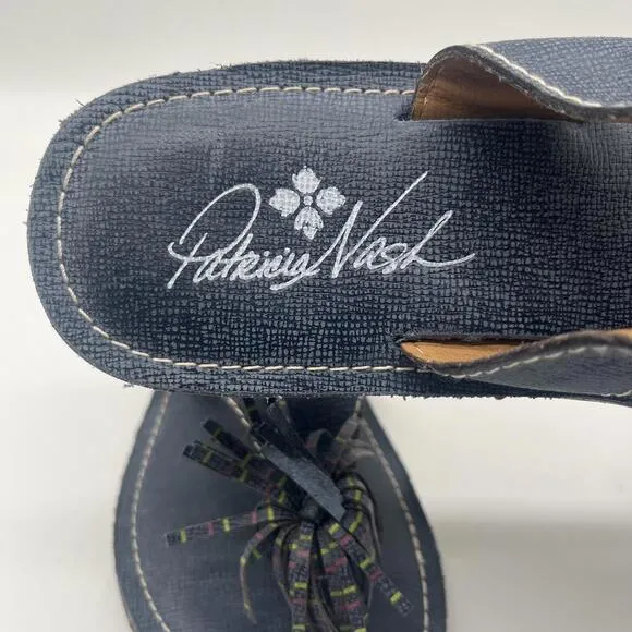 Patricia Nash Franca Tassel Leather Tooled Sandals Blue Size 6.5