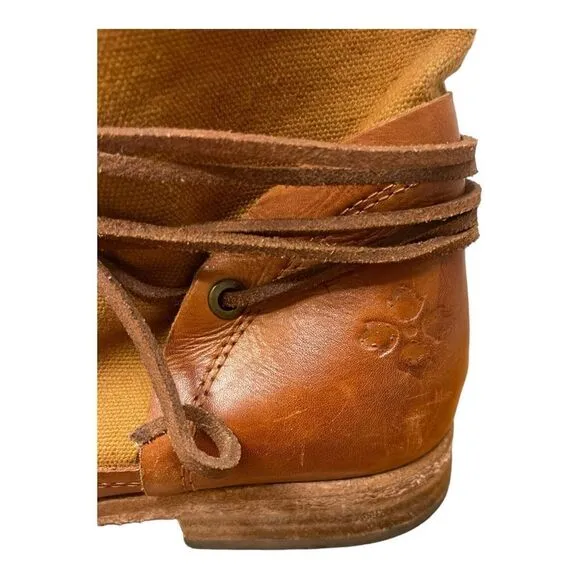PATRICIA NASH Leather &amp; Canvas Sabina Motorcycle Boots Sz 9 Classic Contemporary