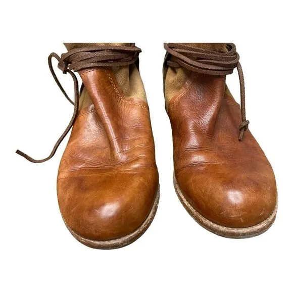 PATRICIA NASH Leather &amp; Canvas Sabina Motorcycle Boots Sz 9 Classic Contemporary