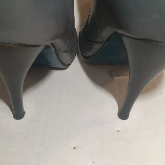 Patrizia Pepe Firenze Gray Italian Leather 4&quot; Heel Luxury Boots sz 37