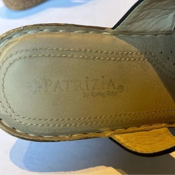 Patrizia Sandals by Spring Step Size 8.5/39 Black/Tan Braided Slip On Wedge