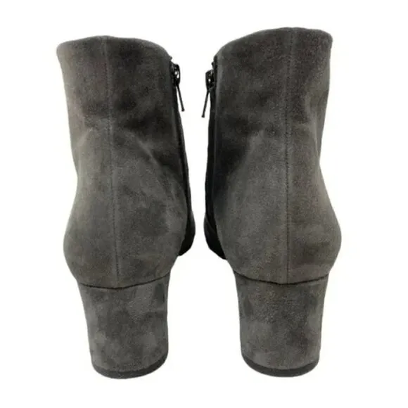 Paul Green Bridget Gray Suede Pointed Toe Zip Ankle Boots - US Size 8 UK 5.5