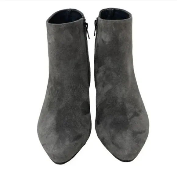 Paul Green Bridget Gray Suede Pointed Toe Zip Ankle Boots - US Size 8 UK 5.5