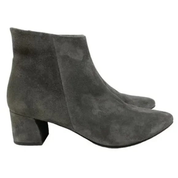 Paul Green Bridget Gray Suede Pointed Toe Zip Ankle Boots - US Size 8 UK 5.5