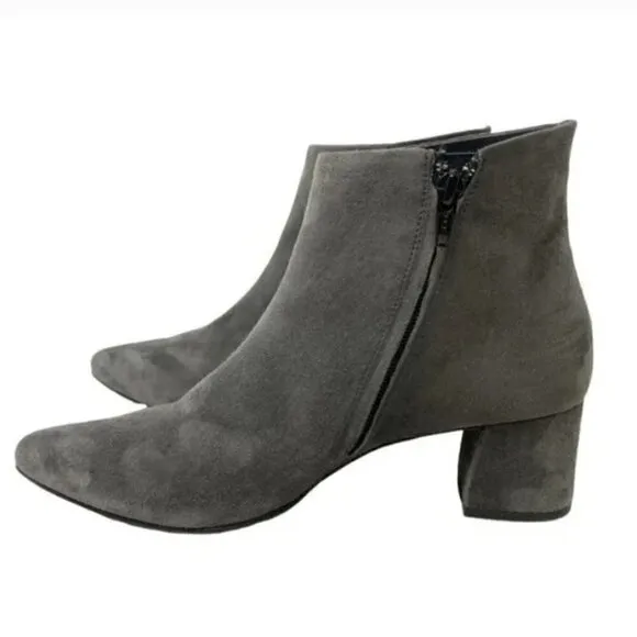 Paul Green Bridget Gray Suede Pointed Toe Zip Ankle Boots - US Size 8 UK 5.5