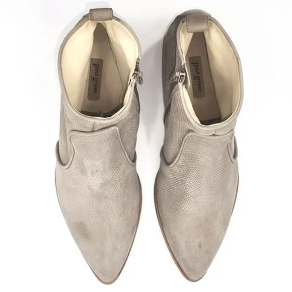 Paul Green Danny Block Heel Ankle Boots Booties Women's UK Size 5 Beige
