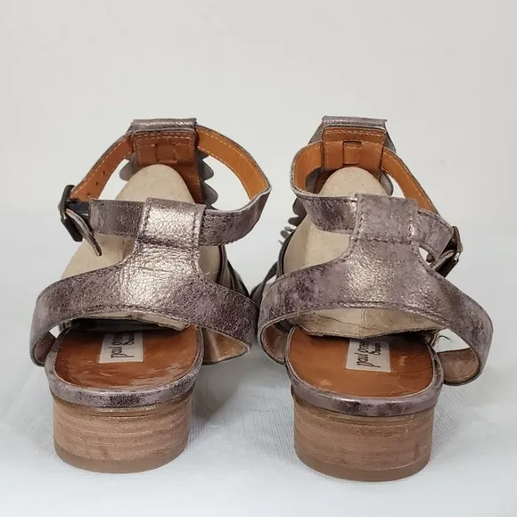 Paul Green Munchen Metallic Pewter Leather Sandals Size 7.5UK/10US