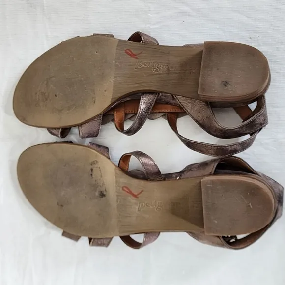 Paul Green Munchen Metallic Pewter Leather Sandals Size 7.5UK/10US