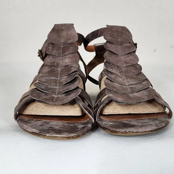 Paul Green Munchen Metallic Pewter Leather Sandals Size 7.5UK/10US