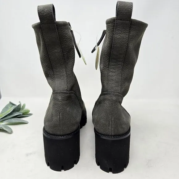 PAUL GREEN Newbury Suede Gray Leather Wedge Chunky Heeled Boots Size 7 UK NWT