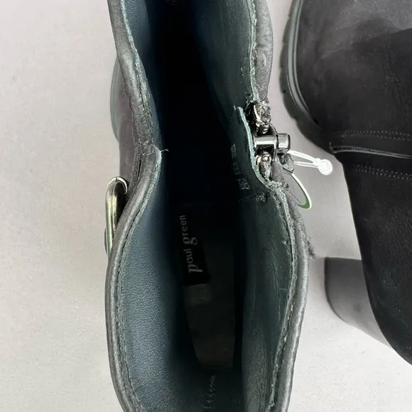 PAUL GREEN Selma Lug Sole Bootie Buckle Black Nubuck 6 US Size NEW