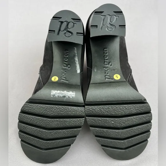 PAUL GREEN Selma Lug Sole Bootie Buckle Black Nubuck 6 US Size NEW