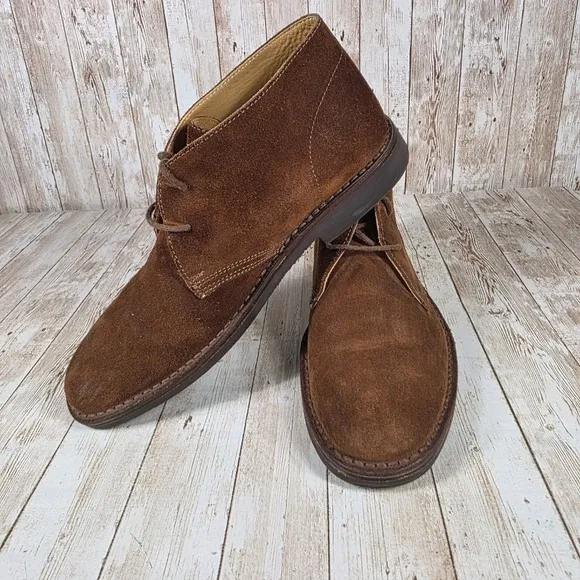 Peal &amp; Co Desert Boots Suede Leather Chukka Ankle Boots Brown Size 10 D