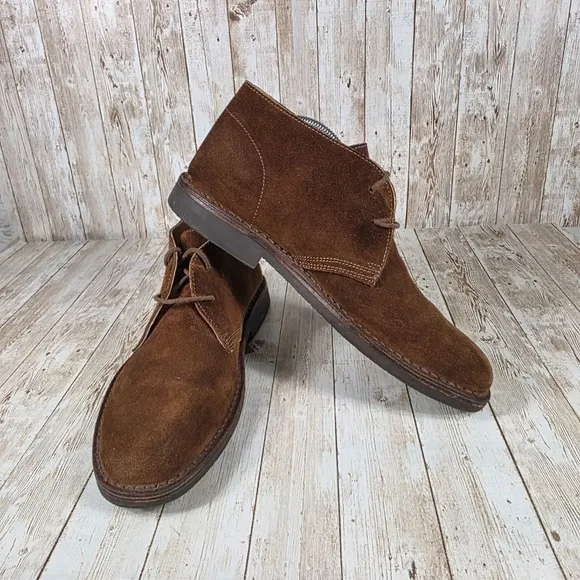Peal &amp; Co Desert Boots Suede Leather Chukka Ankle Boots Brown Size 10 D