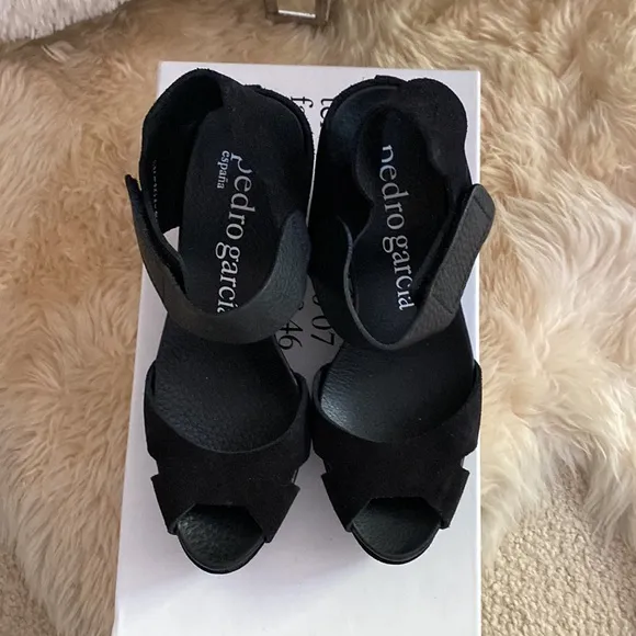 Pedro Garcia black wedge sandals