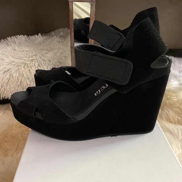 Pedro Garcia black wedge sandals