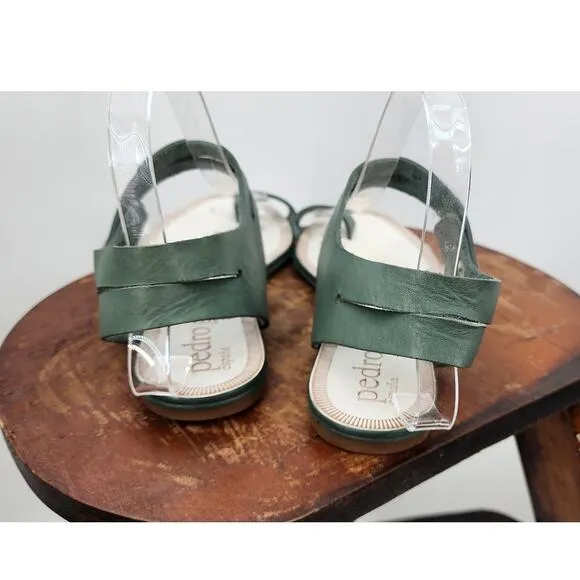 Pedro Garcia Women's Eloisa Green Leather Flats Sandals Size‎ 38 US 8