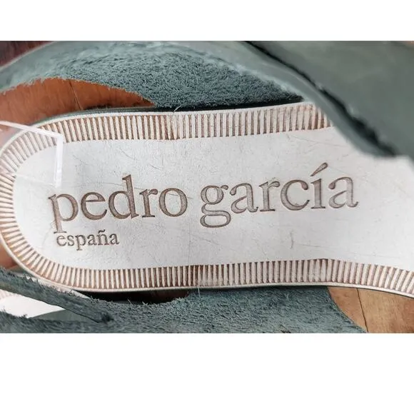 Pedro Garcia Women's Eloisa Green Leather Flats Sandals Size‎ 38 US 8