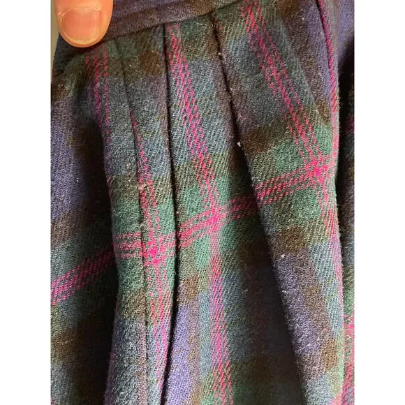 Pendleton Wool Skirt Baird Tartan Green Blue Plaid 2025 Runways Sz 12 Petite