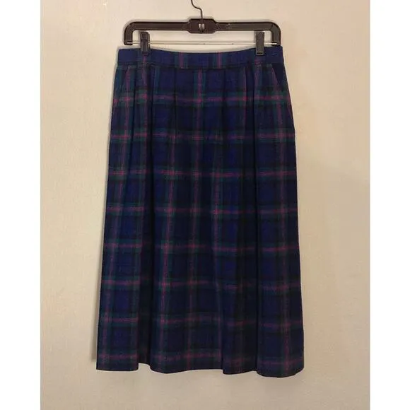 Pendleton Wool Skirt Baird Tartan Green Blue Plaid 2025 Runways Sz 12 Petite