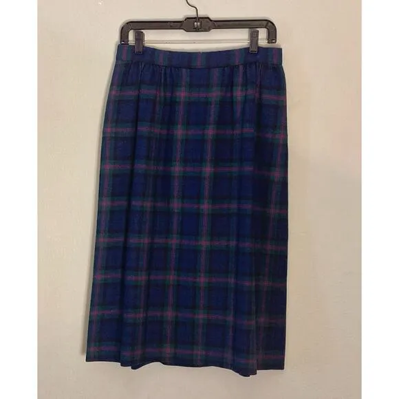 Pendleton Wool Skirt Baird Tartan Green Blue Plaid 2025 Runways Sz 12 Petite