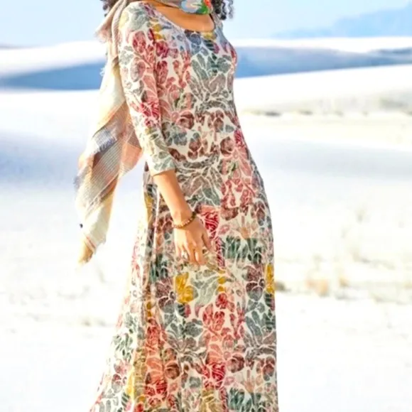 Peruvian Connection Talia Maxi Dress L gorgeous &amp; soft 95% viscose 5% elastin.