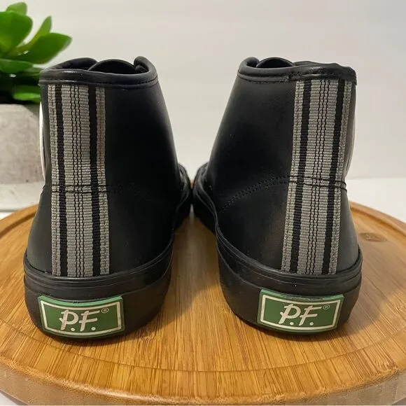 P.F. Flyers Black High-Top Sneakers Leather Skater Shoe Men's Size 7.5