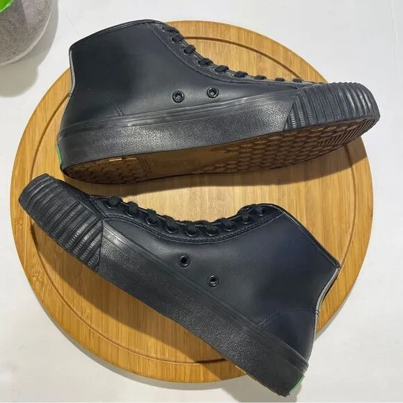 P.F. Flyers Black High-Top Sneakers Leather Skater Shoe Men's Size 7.5