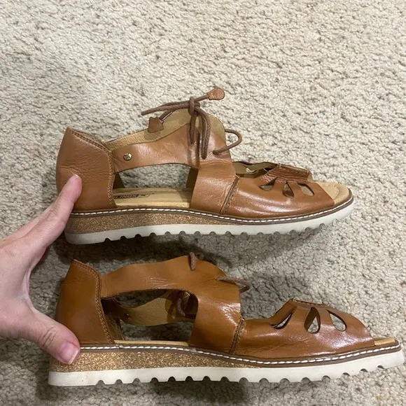 PIKOLINOS Marazul Sandals Women's Size 42 US 10 Brown Leather Lace Up