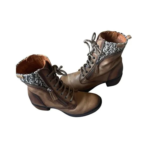 Pikolinos Womens/Teen Le Mans Leather Lace up Ankle Boots Sienna Size 37 6.5