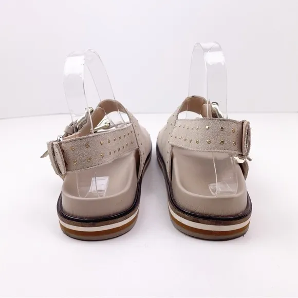 Pilcro Anthropologie Studded Slingback Taupe Leather Sandals Size 39 (US 8-8.5)