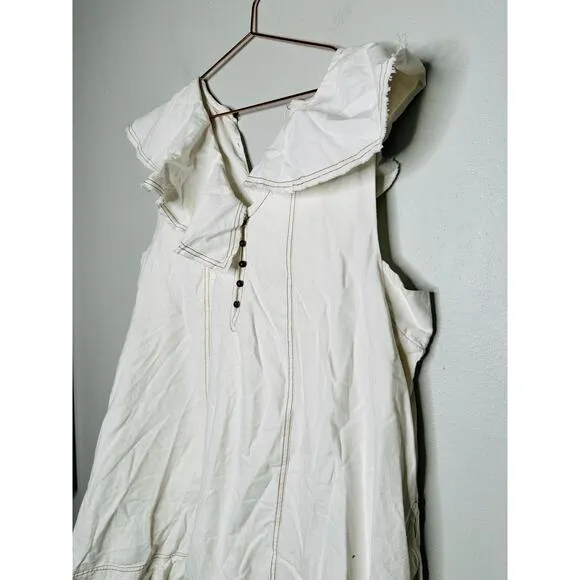 PILCRO White Ruffle V-Neck Shift Mini Dress NWT Size Extra Large