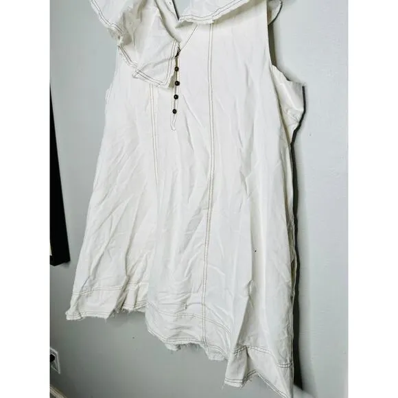PILCRO White Ruffle V-Neck Shift Mini Dress NWT Size Extra Large