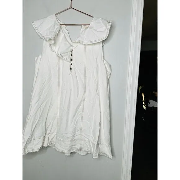 PILCRO White Ruffle V-Neck Shift Mini Dress NWT Size Extra Large