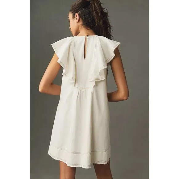 PILCRO White Ruffle V-Neck Shift Mini Dress NWT Size Extra Large
