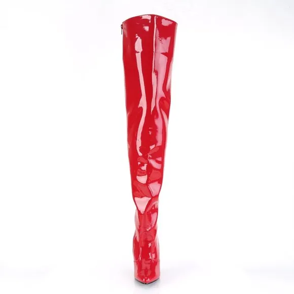 Pointed Toe Patent Thigh High Heel Boots