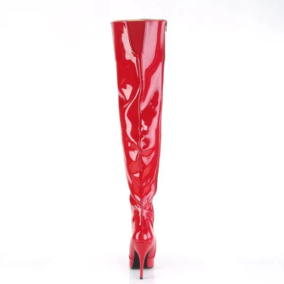 Pointed Toe Patent Thigh High Heel Boots