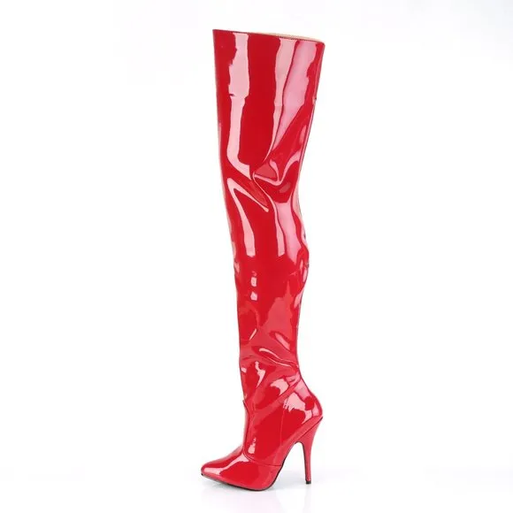 Pointed Toe Patent Thigh High Heel Boots