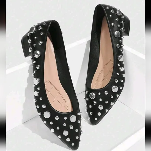 Pointed-Toe Studded Comfortable &amp; Fashionable Women High Heel Pumps