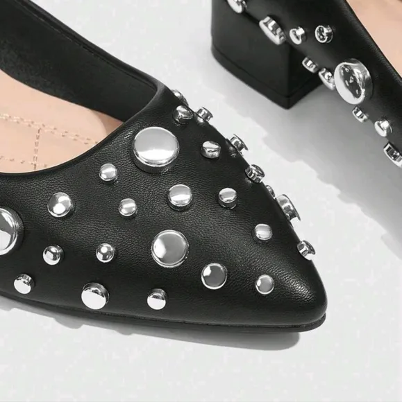 Pointed-Toe Studded Comfortable &amp; Fashionable Women High Heel Pumps