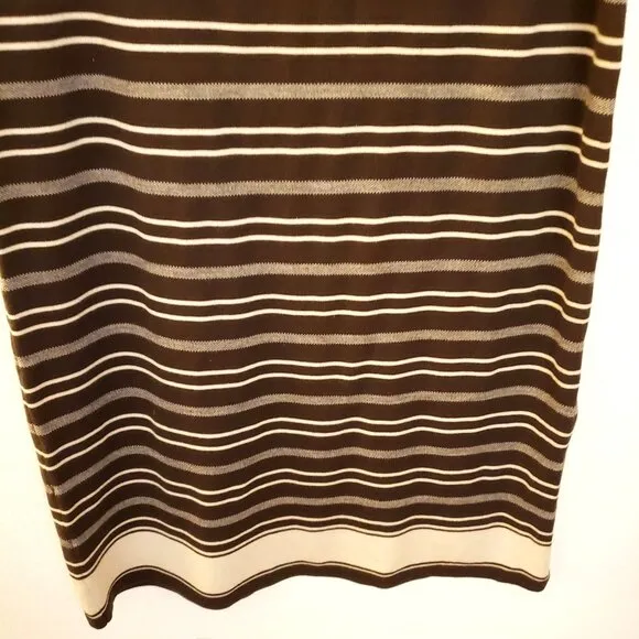 Polo by Ralph Lauren Brown/Cream Striped Wool Blend Midi Skirt w/Slit  XXL NWT