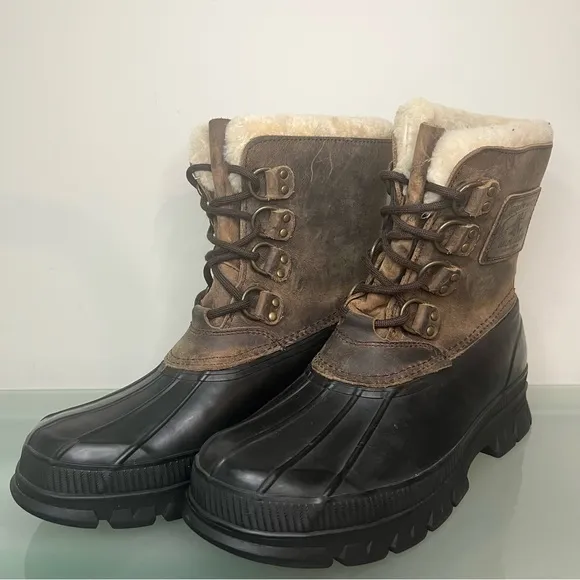 Polo Ralph Lauren Landen Waterproof Leather Sherpa Winter Boots Men’s Size 9 D